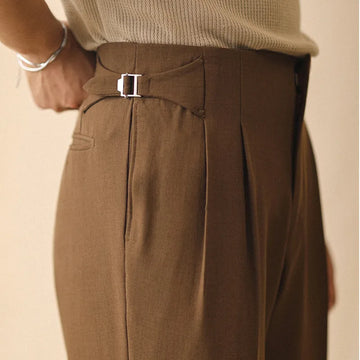 Aidase Straight Pants Men's Summer Loose Fitting Business Naples Casual Pants Paris Button Non Ironing High Waisted Office Trousers Men aidase-shop